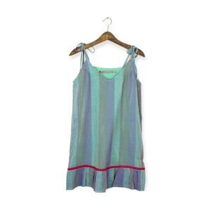 Dallin Chase Striped Basket Multicolored Shoulder Tie Mini Dress Size M